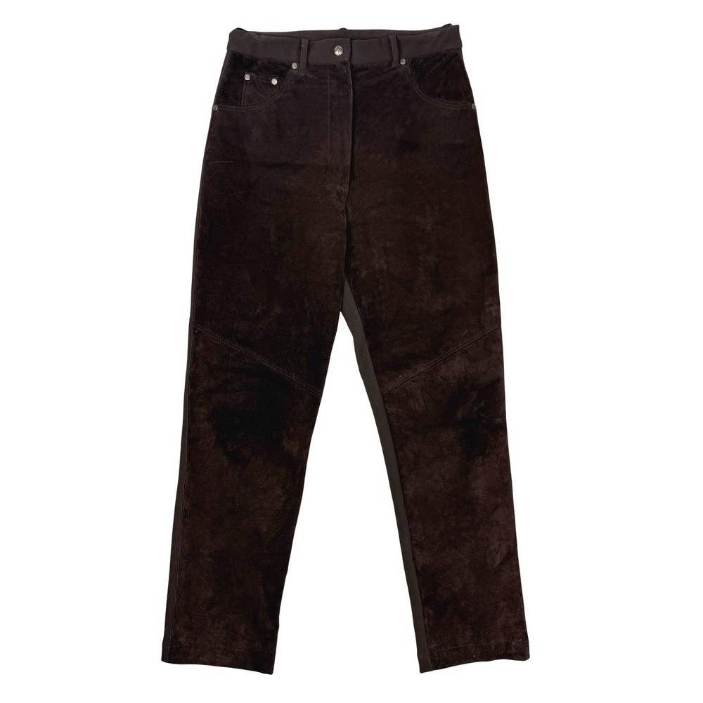 VTG Western Suede Chocolate brown ‎ Stretch Back High Rise Leggings pants  M